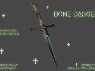 Bone dagger Low-poly 3D model purchase