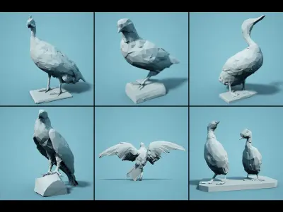 Low Poly bird Collection Low-poly 3D model