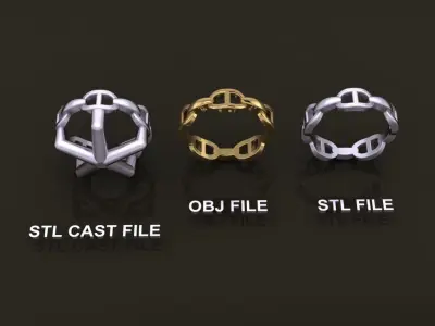 Hermes Style Link Ring Band Mix Size 3D print model