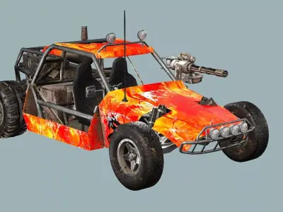Post-Apocalypse Buggy Car D With Gunholder 3D Model Low-poly 3D model