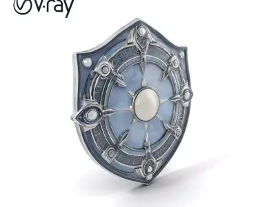 Moonstone War Shield With Platinum Gears model pack Low-poly 3D model
