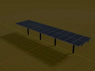 Agricultural photovoltaic 90 degrees 16m Low-poly 3D model