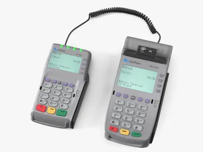 Verifone VX805 Card Reader with Coiled Cable 3D model
