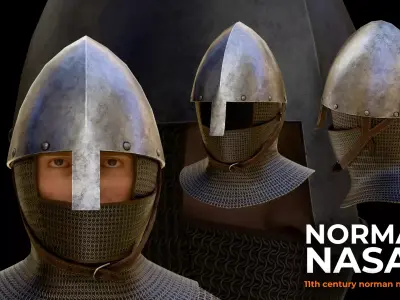 11th Century Norman Nasal Helmet- Medieval Low-poly 3D model