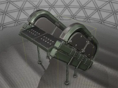 Sci-Fi Stairs - 32 - Green Version Low-poly 3D model