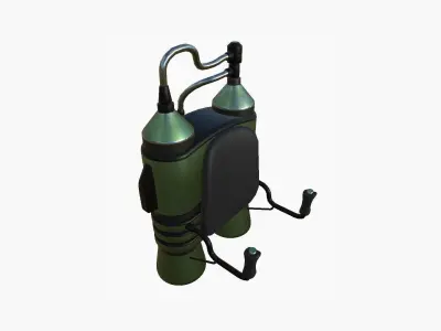 Jetpack E09 Green Metal - SciFi Character Design Low-poly 3D model