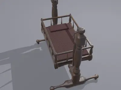 Antique Medieval Cradle Free low-poly 3D model