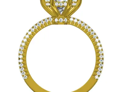 Antique Micro Prong Setting Solitaire Engagement Ring 3D print model