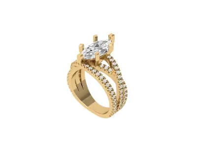 Marquise Ring 3D print model 5