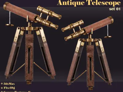 antique telescope 01 3D model