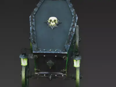 Soul Collector Gothic Hearse Carriage 3D Model Low-poly 3D model
