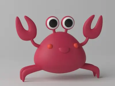 Cartoon Cute Little Crab Low-poly 3D model