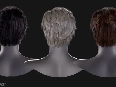 Real Time Hair Card Male Hairstyle part 05 Low-poly 3D model