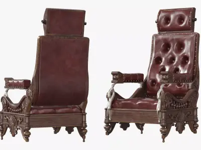 Vintage Steampunk Chair with Padded Leather 3D model