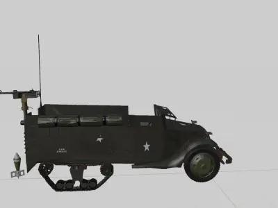 WW2 American M4A1 Mortar carriage Halftrack 3D model