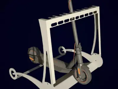 Scooter with Parking Low-poly 3D model