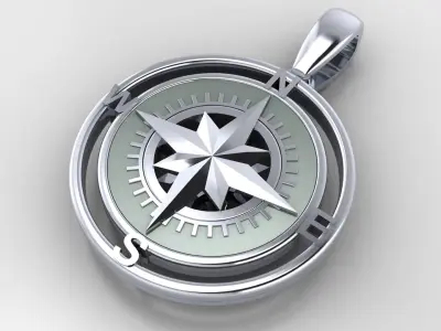 Pendant Compass whit the enamel 3D print model 3D print model 3D print model