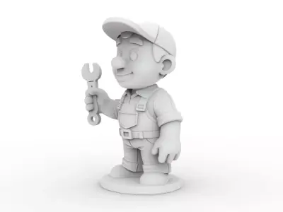 Cartoon Mechanic 3D Printable 3D print model get