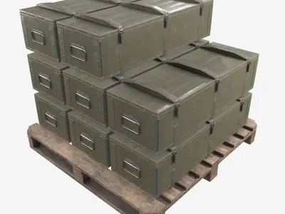 PBR Military Cargo Case 03 Low-poly 3D model