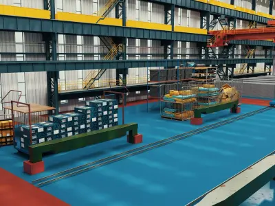 Industrial Steel Structure Factory And Workshop Scene 3D model