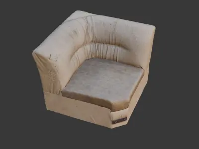 Worn Leather Armchair  3D Scanned Low-Poly Model Low-poly 3D model