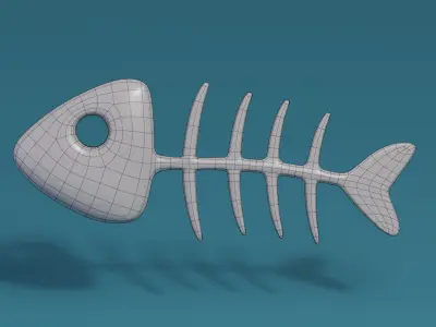 Cartoon Fish bones  Low-poly 3D model