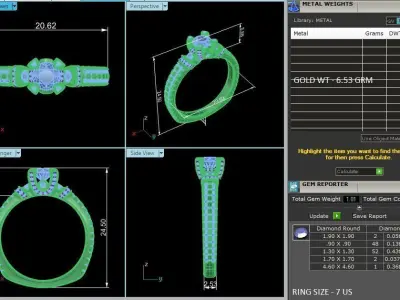Antique Petite Round Shape Prong  Diamond Engagement Ring  3D print model