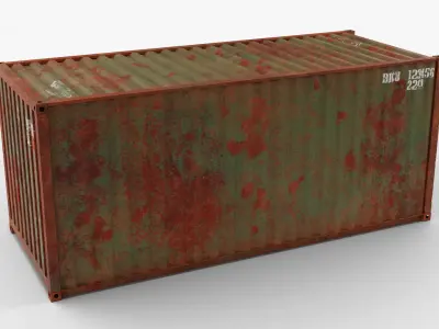 20Ft Cargo Container - Green - Rusted 3D model