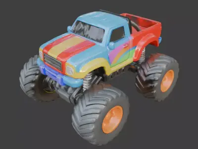 Stylized RC Monster Truck 3D Model Low-poly 3D model