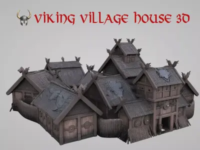 Medieval Viking village house 3D model Low-poly 3D model purchase