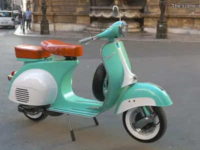 Vintage Vespa 125 Scooter Green 3D model
