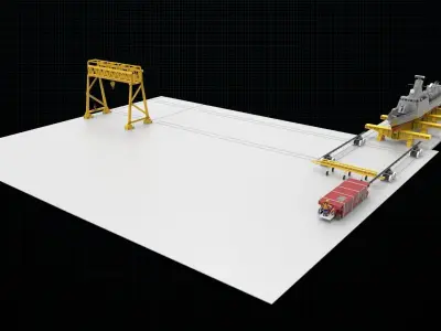 shipyard model ship on dock 3D model