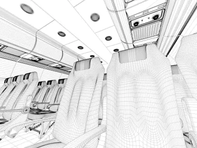 Airplane-Interior empty airplane with seats 3D model