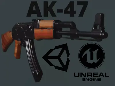 AK-47 ak - rifle Low-poly 3D model