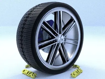 ORTAS CAR RIM 41 GAME READY RIM TIRE AND DISC 3D model