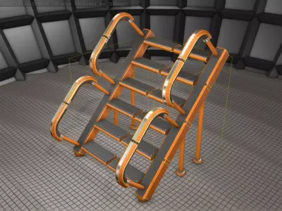 Sci-Fi Stairs - 28- Orange Version Low-poly 3D model