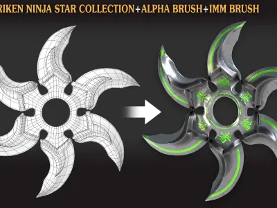 Shuriken Ninja Star CollectionVol 03 Low-poly 3D model