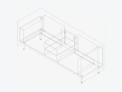 Sofa - Contemporary - Flame - Medium - Central Shelf Low-poly 3D model buy