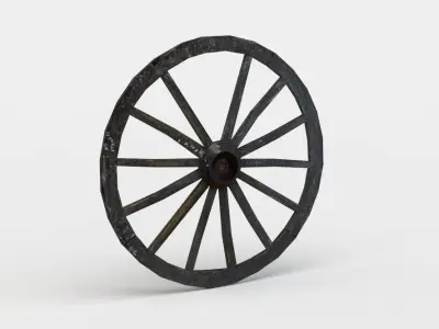 Wheel wooden clock Low-poly 3D model