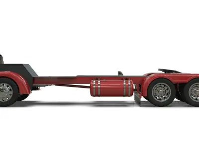 Peterbilt 351LW Chasis LowPoly 3D model air suspension Low-poly 3D model