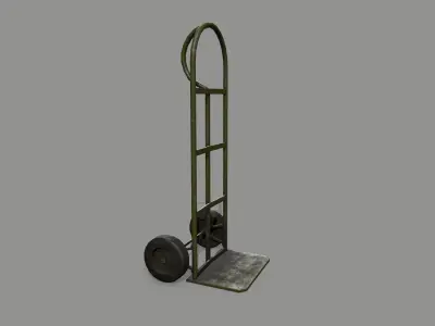 Trolley hand truck on wheels Low-poly 3D model