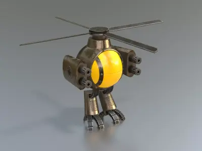 HeliCop robot helicopter Low-poly 3D model