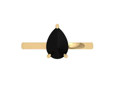 Pear Solitaire Ring 3D print model 9