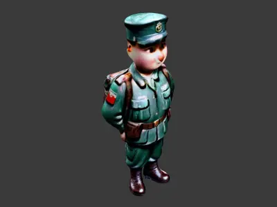 World War II Dirty Soldier Low-poly 3D model