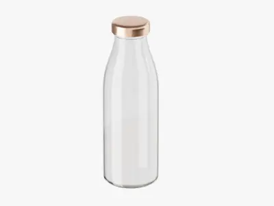 Empty Glass Milk Bottle 3D model