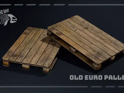 Old Wooden Euro Pallet Low-poly 3D model