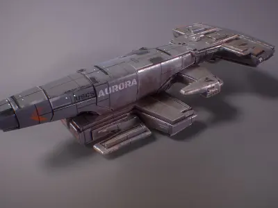 PBR Deep Space Freighter Aurora Low-poly 3D model