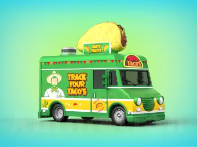 Game Ready Taco Truck with PBR textures Low-poly 3D model