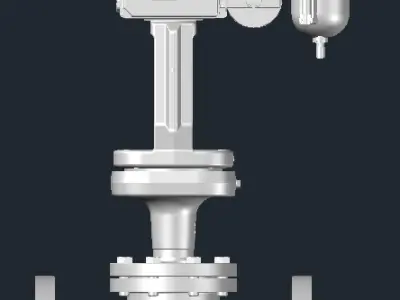 Pneumatic control valve flanged PN-63 DN-100 3D model