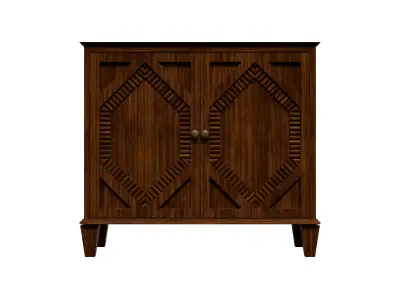 Mid Century Modern Geometric Accent Cabinet With Storage 3D model